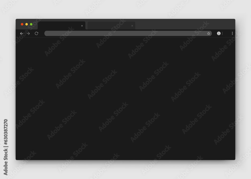 Poster an empty browser window is black on a gray background. website layout with search bar, toolbar and b