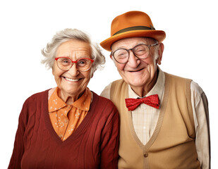 Grandparents Wearing Old Fashioned Clothes Isolated on Transparent Background
