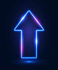 Neon arrow with shining effects, highlights on a dark background. Futuristic modern neon glowing frame. Vector illustration. © Helga1