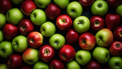 Red and green apples. Background of ripe apples.