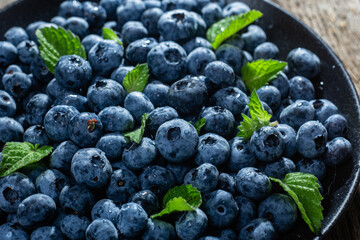 Ripe blueberries close up. Blueberry macro