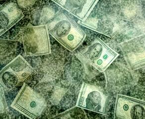 Paper money green background. Copy space