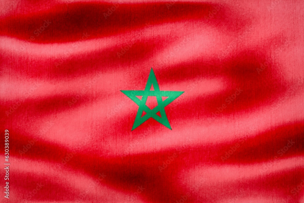 Poster 3D-Illustration of a Morocco flag - realistic waving fabric flag