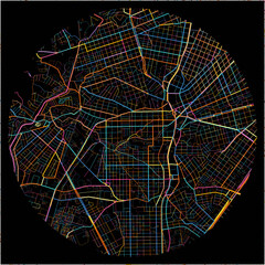 Colorful Map of Curitiba with all major and minor roads.
