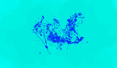 Fototapeta premium Top view, Abstract texture of paint splash brushes blue color isolated cyan background for design stock photo, vector multicolor paint, ink brush stroke, texture, illustration