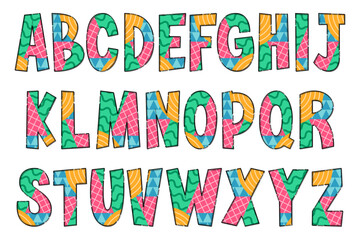 Handcrafted Multicolor Geometric Letters. Color Creative Art Typographic Design