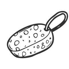 Doodle sponge icon. Hand drawn cleaning equipment vector illustration. House work supply for dish washing