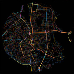 Colorful Map of Barcelona with all major and minor roads.
