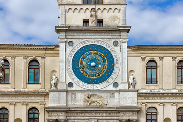 Fototapeta na wymiar Historic Clock Tower with Astrology Signs in Padua Italy