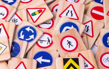 Different colored traffic signs isolated