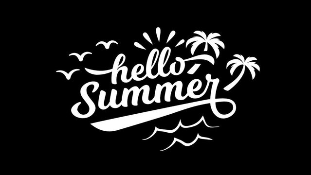 Text Hello Summer animation, motion graphic, transparent background