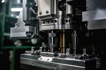 Crafting Precision Parts: A Macro Shot of an Injection Molding Machine in Action