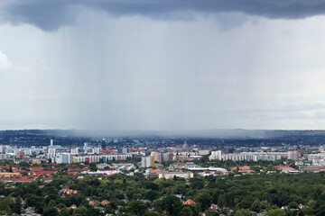 Rainfall approaches the center of Dresden, Germany