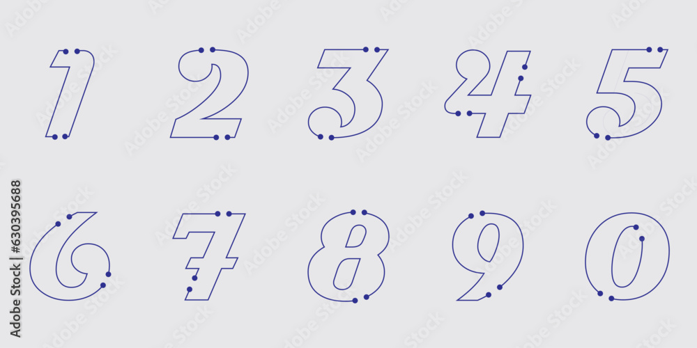 Aufkleber assorted digital custom vector numbers. minimum. color gradation. dark. banner network. 3d effect. d