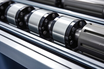 Close-up of linear guide rollers, highlighting their robustness and ability to withstand heavy loads