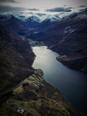 The spectacular Geirangerfjord at November