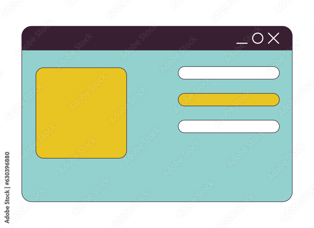 Poster browser window mockup flat line color isolated vector object. editable clip art image on white backg