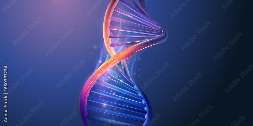 Poster double-stranded helix structure of abstract dna model.