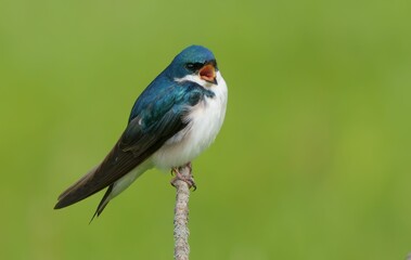 Closeup shot of a Swallow bird on a tree branch