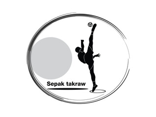Vector illustration of sepak takraw. players takraw and football sports logo design vector icon illustration