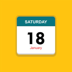 january 13 saturday icon with yellow background, calender icon