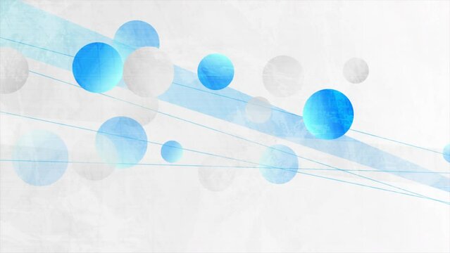 Blue and grey grunge circles abstract background. Seamless looping geometric tech motion design. Video animation Ultra HD 4K 3840x2160