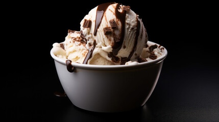 Vanilla chocolate ice cream in the cup
