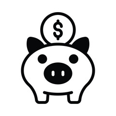Piggy bank with dollar coin, trendy flat vector design of money savings