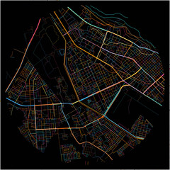 Colorful Map of Barinas with all major and minor roads.