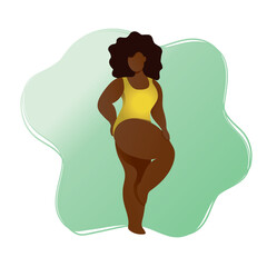 flat style girl in a yellow swimsuit