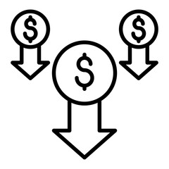 Currency depreciation icon