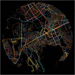 Colorful Map of Soacha with all major and minor roads.