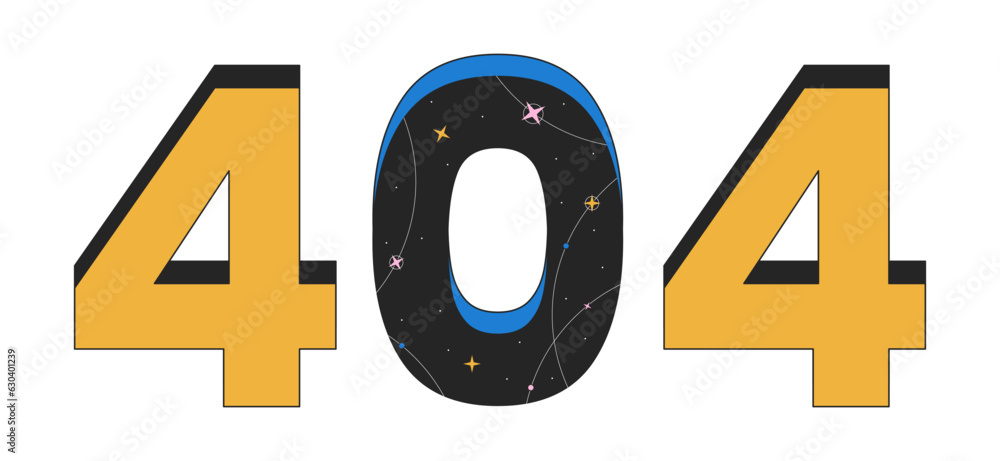 Poster esoteric astrology error 404 flash message. constellation stars in night sky. empty state ui design.