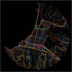 Colorful Map of VinadelMar with all major and minor roads.