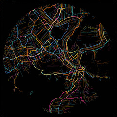 Colorful Map of Blumenau with all major and minor roads.