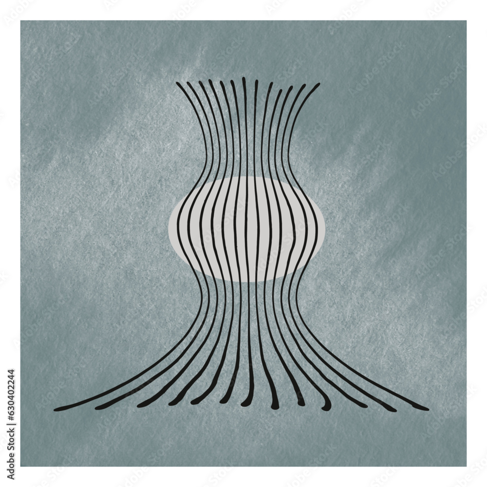 Poster minimalist design with shapes and hand draw lines