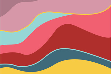 Minimal colorful drawn wavy background pattern
