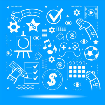 Sponsor banner web. Concept with icon of support, project, benefit, art, event, music, sport, film. Vector illustration