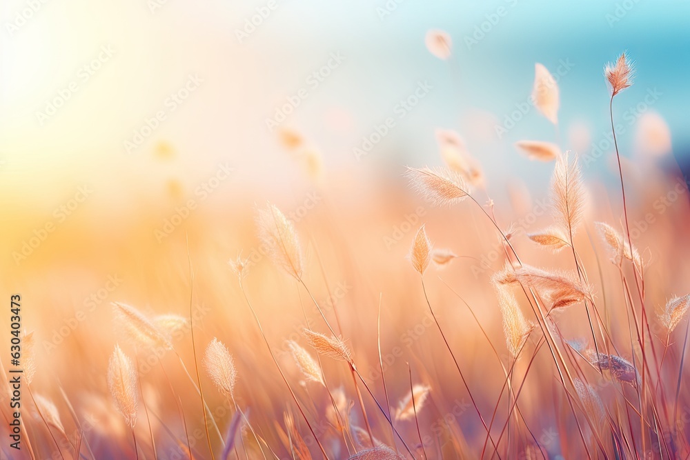 Poster distant sun shining through a field on a blurred background generative ai