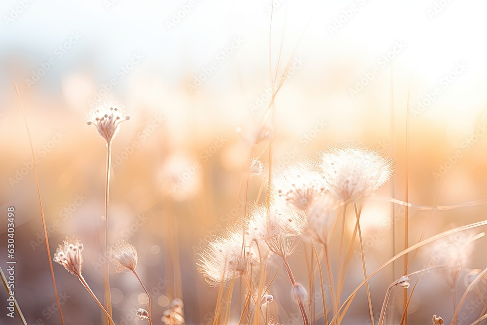 Poster distant sun shining through a field on a blurred background generative ai