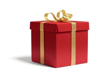 Obraz premium red gift box with golden ribbon