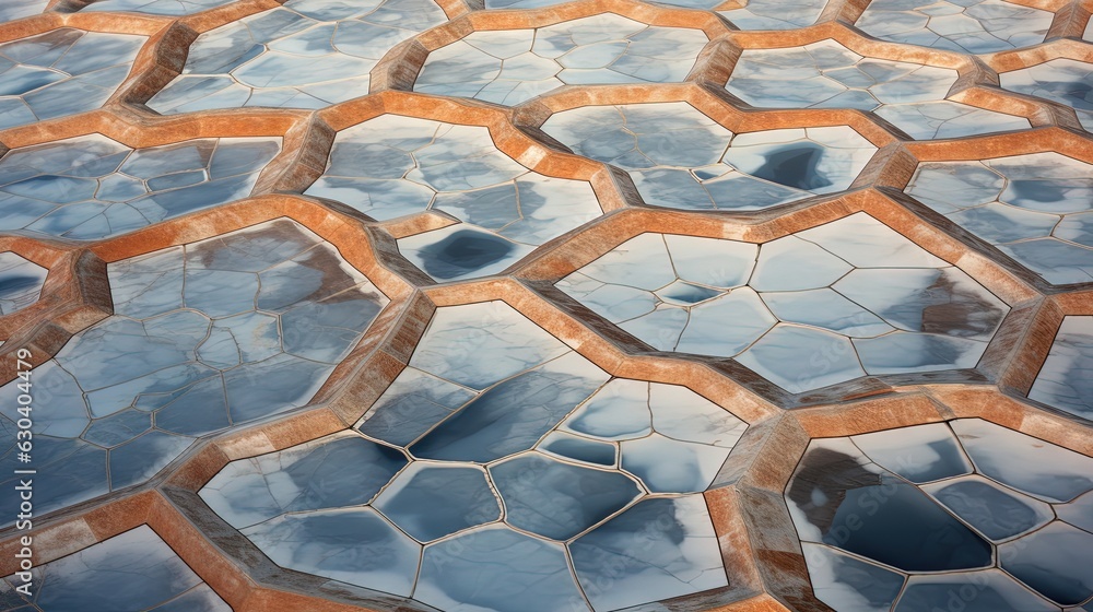 Poster a close up of a pattern of ice on the ground. generative ai