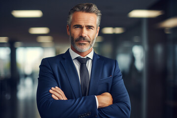 Generative AI picture image of attractive confident young businessman guy hot model appearance seriously looking camera