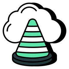 A flat design icon of cloud cone