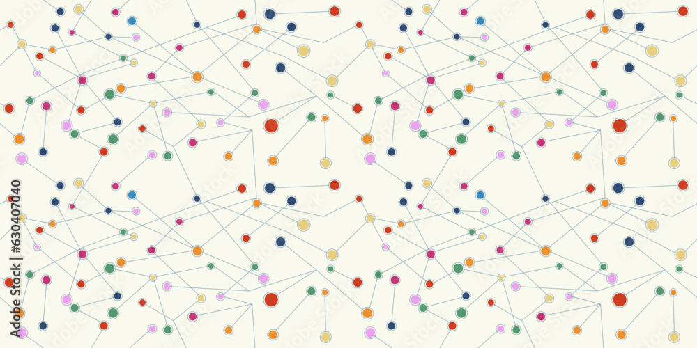 Aufkleber neuro points are multi-colored, connected with sticks by conductors. seamless vector print for texti