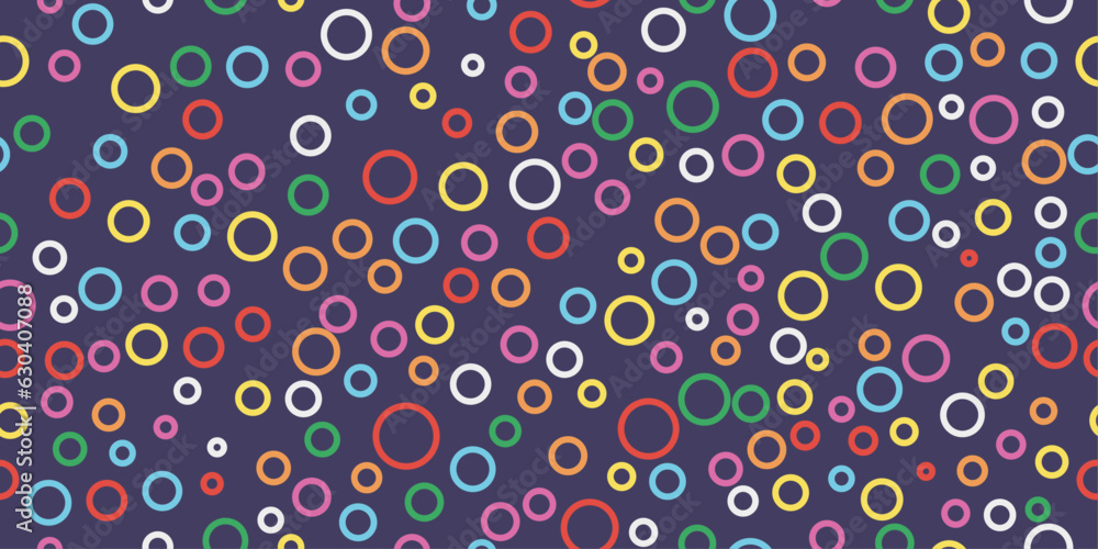 Poster rainbow rings. a pattern of round rings that are randomly placed on a blue background. wallpaper fro