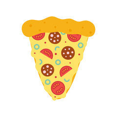 fast food flat vector illustration of pizza slice