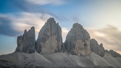 Stunning landscape featuring the majestic Tre Cime mountain range in the Dolomites