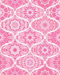 Pink ogee pattern from intricate flower mandalas
