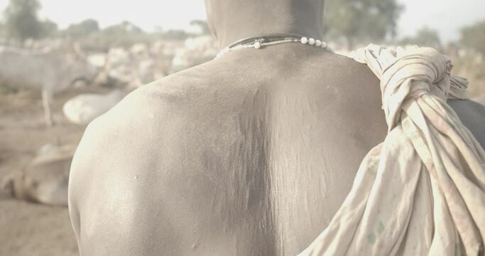 Mundari tribe man back scarifications Terekeka South Sudan